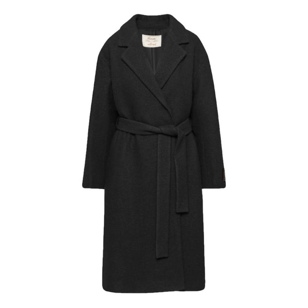 Babaton Black Belted Wool Coat